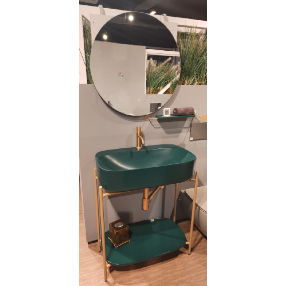 Комплект, Scarabe, Laila/Moon, консоль с раковиной, донным клапаном, сифоном, полотенцедержателем, полкой и зеркалом, цвет-Brushed Gold/Musk matt