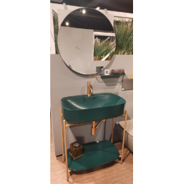 Комплект, Scarabe, Laila/Moon, консоль с раковиной, донным клапаном, сифоном, полотенцедержателем, полкой и зеркалом, цвет-Brushed Gold/Musk matt