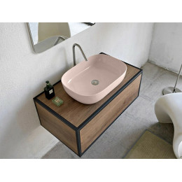 Раковина, Scarabeo, Glam, шгв 560*390*140, отверстия для смесителя-отсутствуют, цвет-Antique Pink matt
