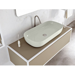 Раковина, Scarabeo, Glam, шгв 760*390*140, отверстия для смесителя-отсутствуют, цвет-Pearl