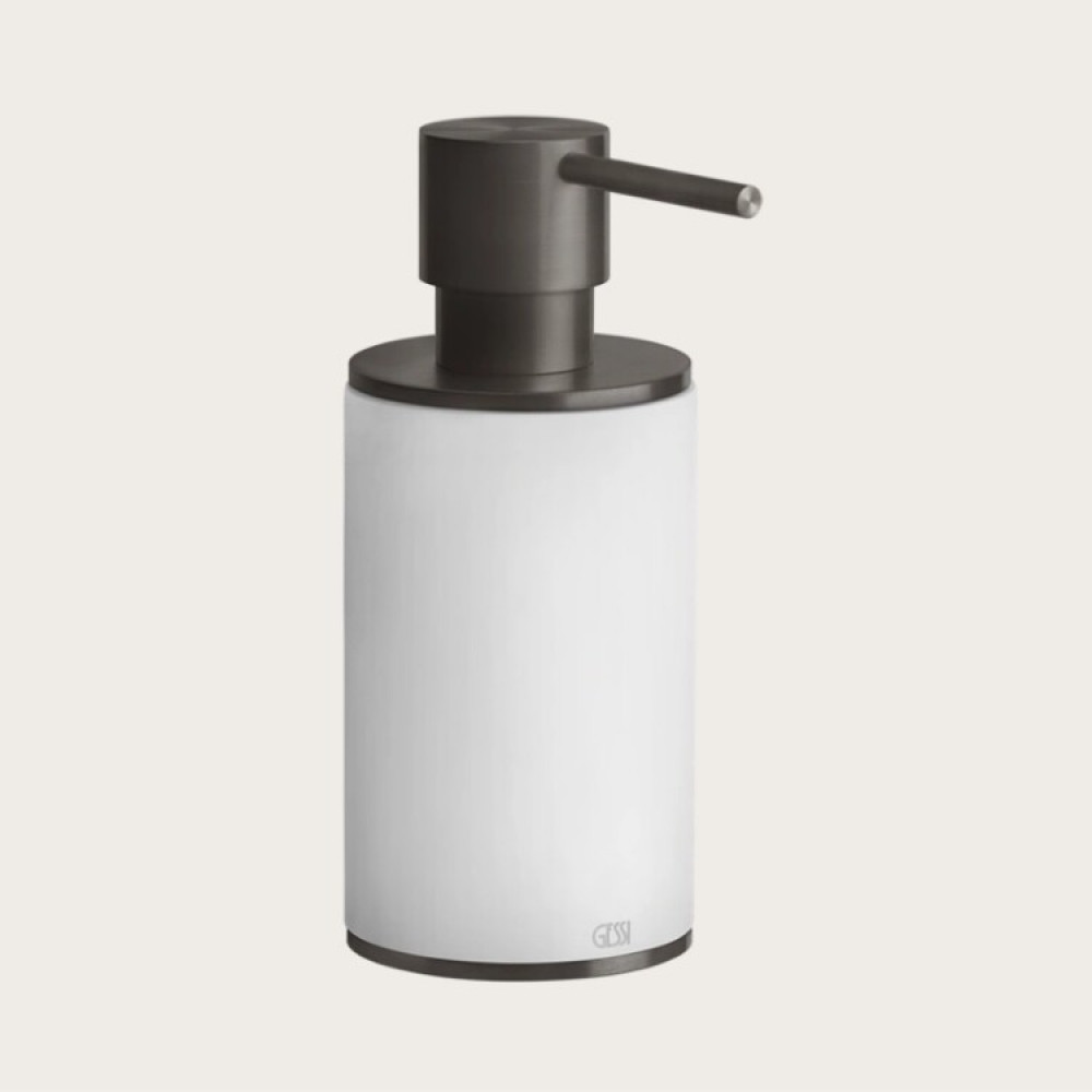 Дозатор для жидкого мыла, Gessi, 316, шгв 75*117*190, цвет дозатора-Black Metal Brushed PVD/белый