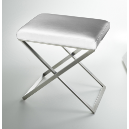 Стул, 3SC, Lino & Lone, из гладкой кожи, шгв 500*360*500, цвет-белая кожа/никель сатинированный матовый