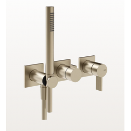 Смеситель для душа, Gessi, Inverco Rigato, на 2 потребителя, цвет-Finox Brushed Nickel