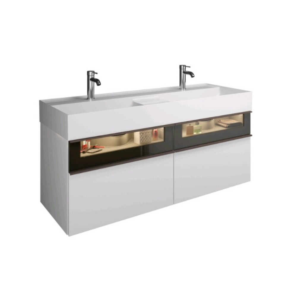 Тумба под раковину, Burg, Yumo, шгв 1315*470*610, раковина-в комплекте, цвет-белый матовый