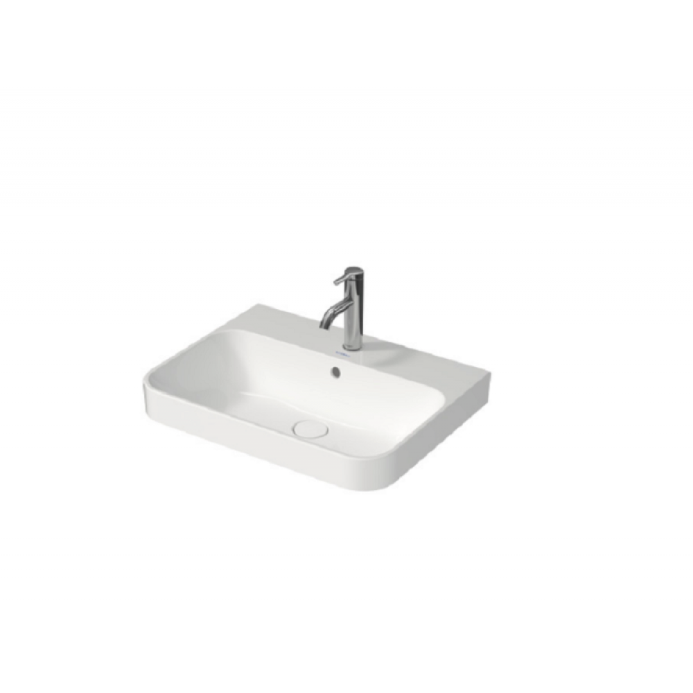 Раковина, Duravit, Happy D.2 Plus, шгв 600*460*195, отверстия для смесителя-отсутствуют, цвет-белый