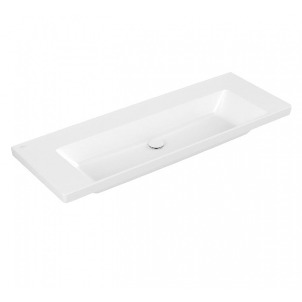 Раковина, Villeroy&Boch, Subway 3.0, шгв 1300*475*120, отверстия для смесителя-отсутствуют, цвет-альпийский белый
