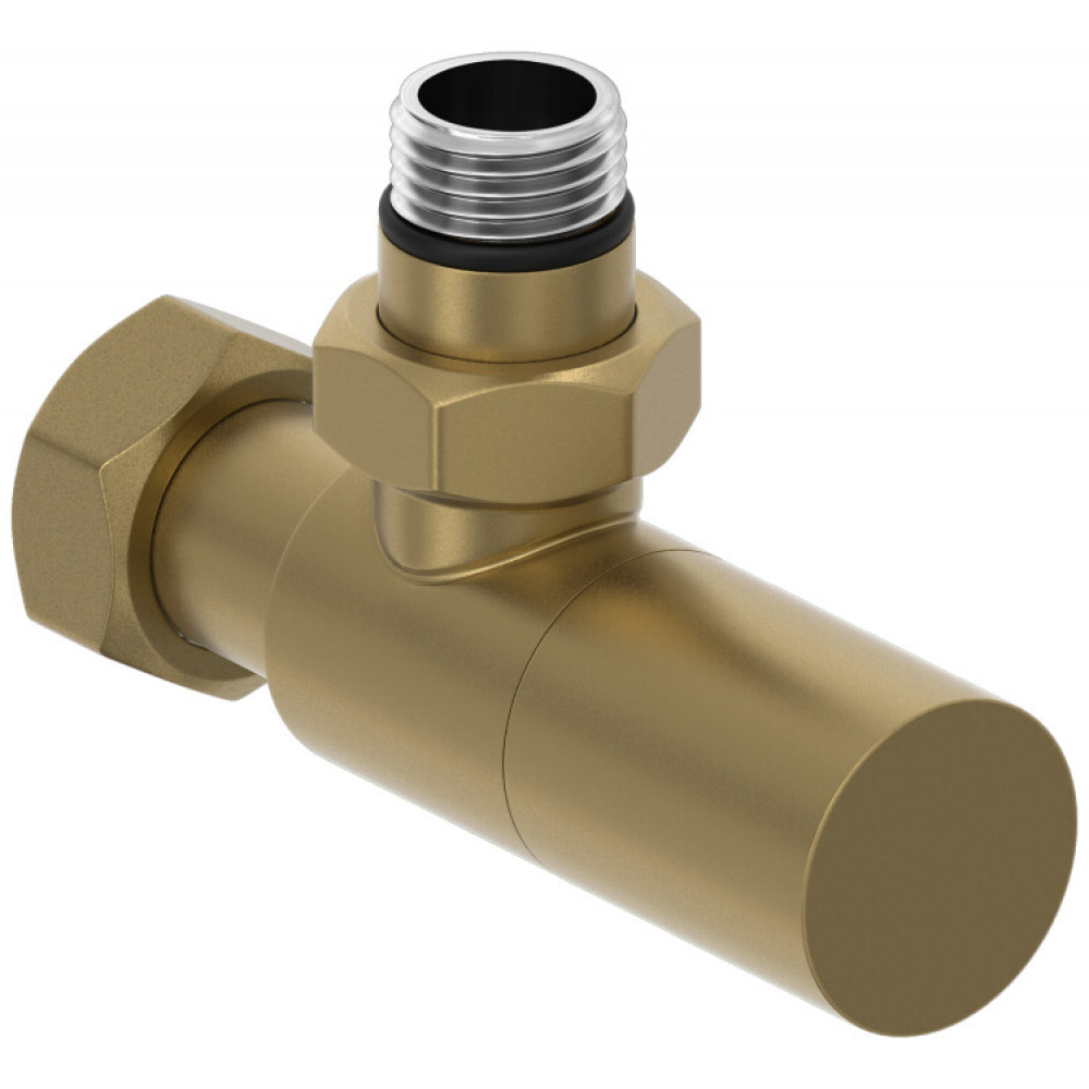 Вентиль, Сунержа, G 1/2" НР х G 3/4" НГ, угловой, цилиндр, цвет-золотой шёлк