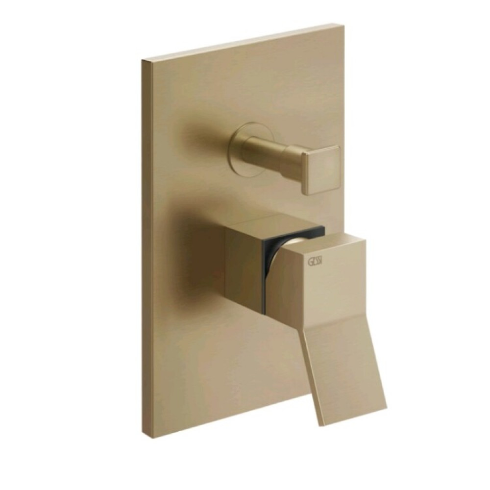 Смеситель для душа, Gessi, Rettangolo K, на 2 потребителя, цвет-Warm Bronze Brushed PVD