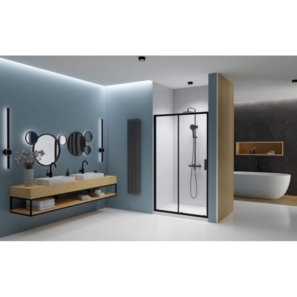 Дверь, Radaway, Premium Pro DWJ, шв 1600*2000, петли-слева, черный, цвет стекла-прозрачный, Easy Clean