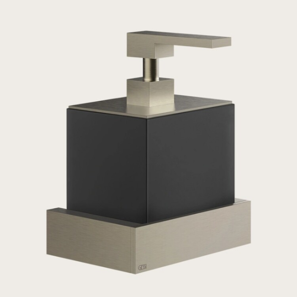 Дозатор для жидкого мыла, Gessi, Rettangolo, шгв 140*120*187, цвет дозатора-Finox Brushed Nickel/чёрный