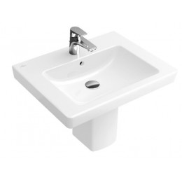 Раковина, Villeroy&Boch, Subway 2.0, шг 650*470, отверстия для смесителя-1 сквозное, 2 промаркированных, цвет-альпийский белый