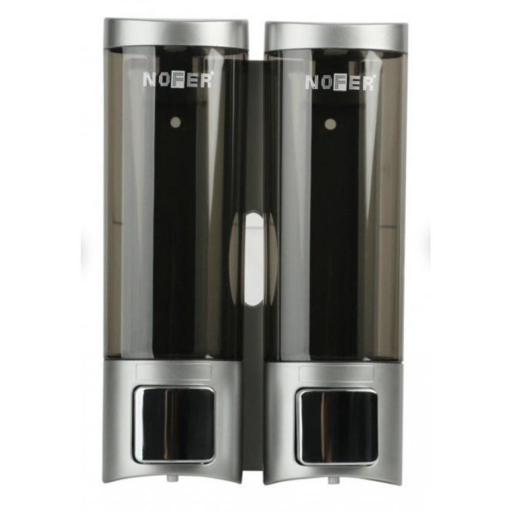 Дозатор для жидкого мыла, Nofer, Classic, двойной, шгв 128*65*197, цвет дозатора-серый