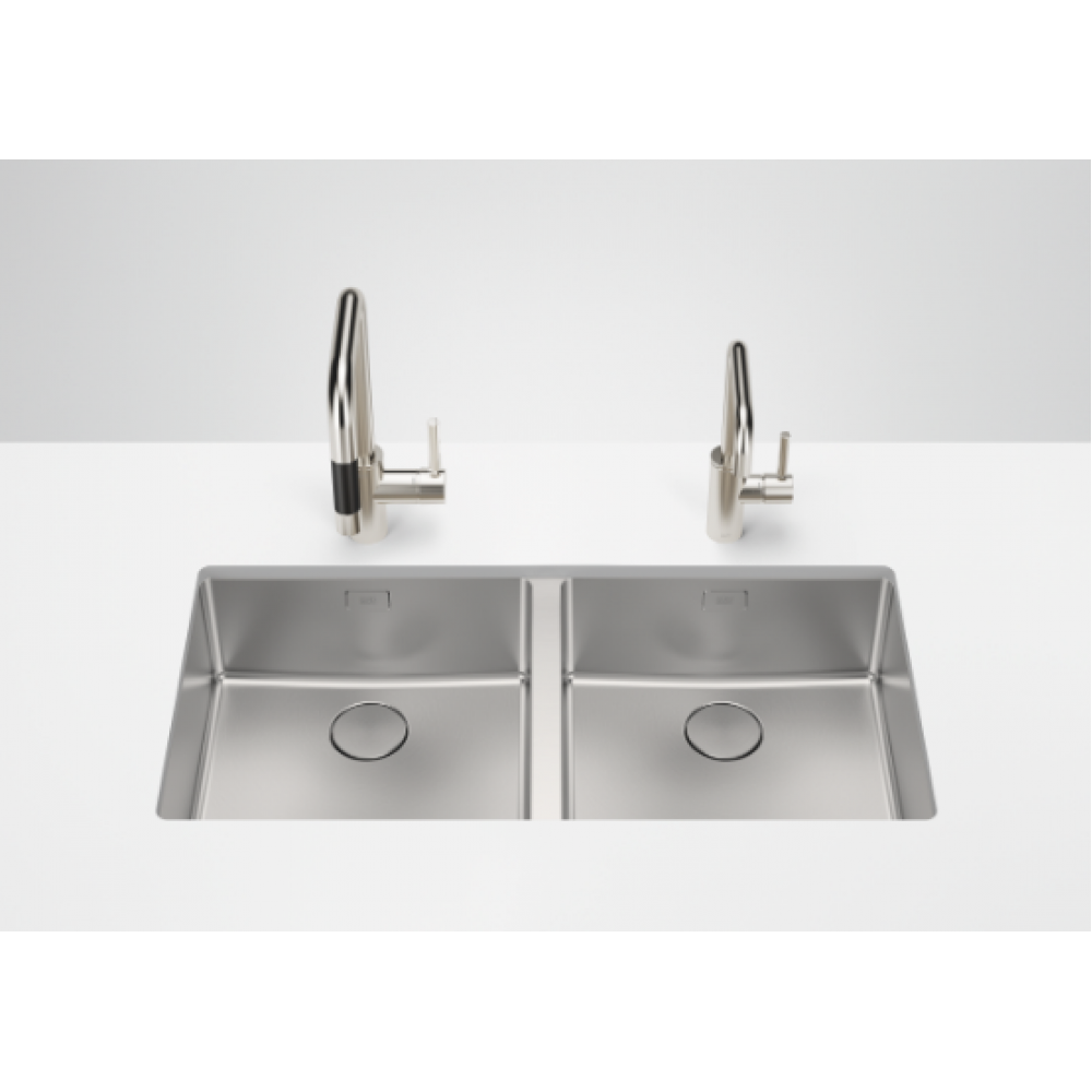 Мойка, Dornbracht, двойная, шгв 876*400*196, отверстия для смесителя-отсутствуют, цвет-сталь