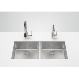 Мойка, Dornbracht, двойная, шгв 876*400*196, отверстия для смесителя-отсутствуют, цвет-сталь
