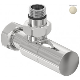 Вентиль, Сунержа, G 1/2" НР х G 3/4" НГ, угловой, цилиндр, цвет-RAL 1013 Жемчужно-белый