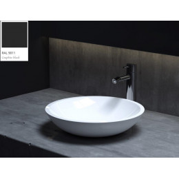 Раковина, Salini, Callista 05, шгв 365*365*85, отверстия для смесителя-отсутствуют, цвет-RAL9011 матовый снаружи/белый матовый внутри