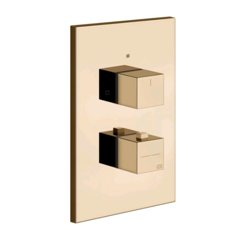 Смеситель для душа, Gessi, Rettangolo shower, на 2 потребителя, цвет-Warm Bronze PVD