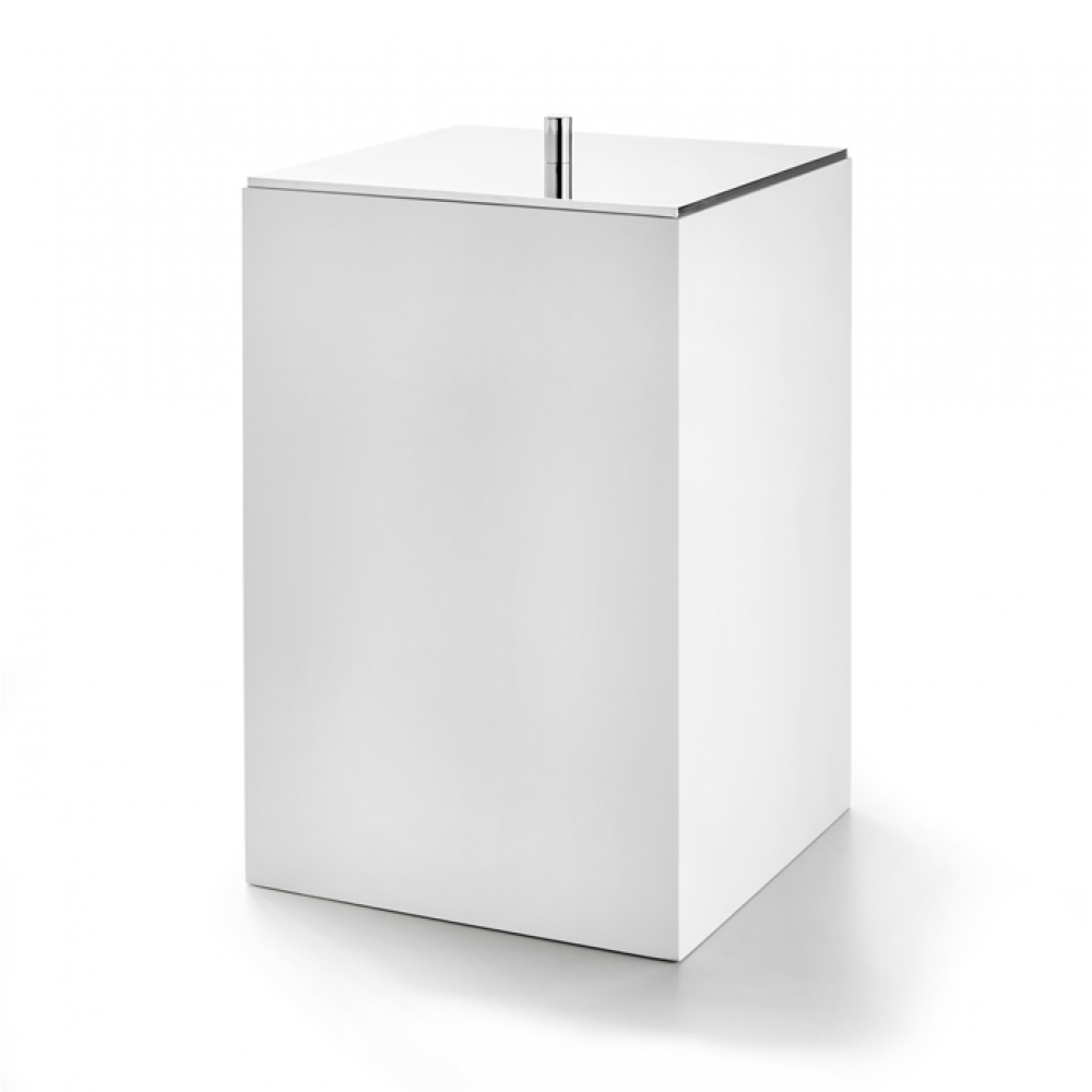 Урна, 3SC, BeMood, с крышкой, шгв 200*200*320, цвет-белый/никель сатинированный матовый