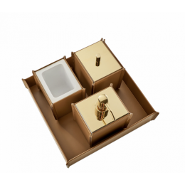 Набор аксессуаров, 3SC, Meridien, лоток, дозатор для жидкого мыла, контейнер для ватных дисков, швг 265*165*265, цвет-Invecchiato/золото