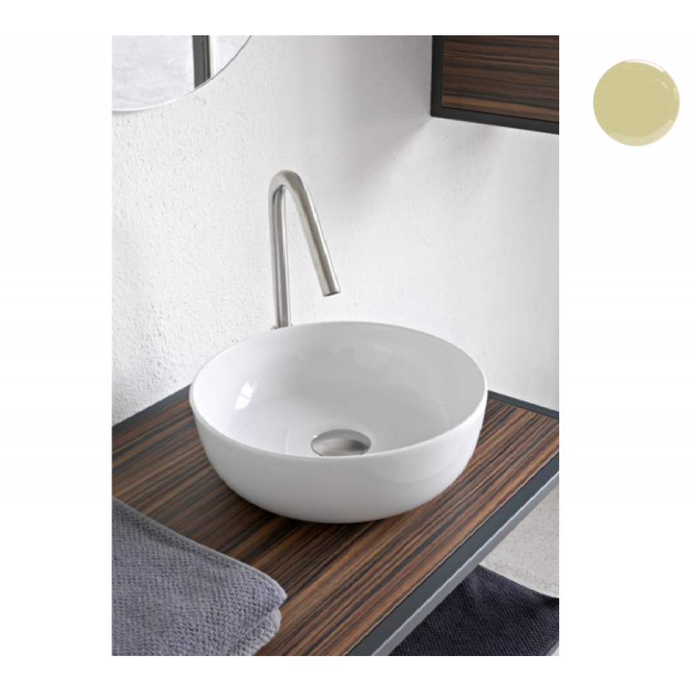 Раковина, Scarabeo, Glam, шгв 390*390*140, отверстия для смесителя-отсутствуют, цвет-лайм (Lime)