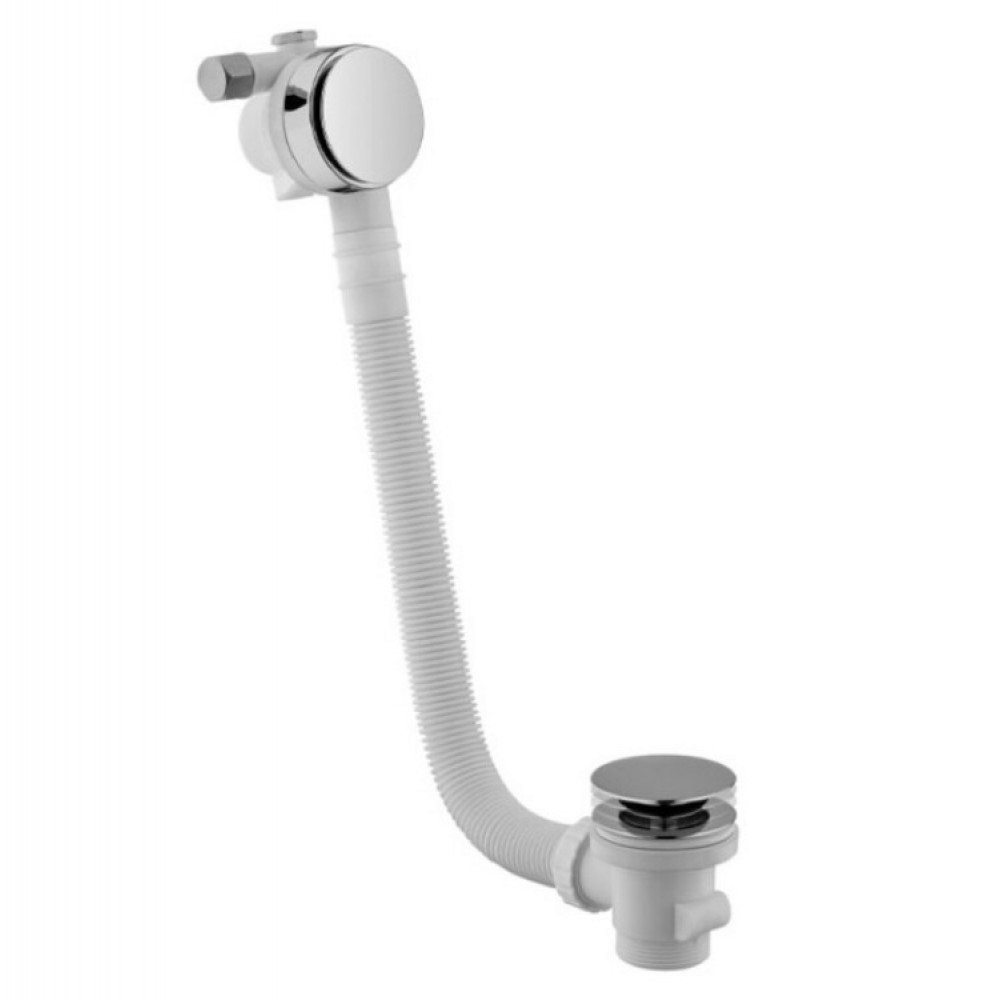 Слив-перелив, Fima Carlo Frattini, Complementi Bagno, для ванны, Click-Clack, с наполнением, без сифона, цвет-брашированный никель