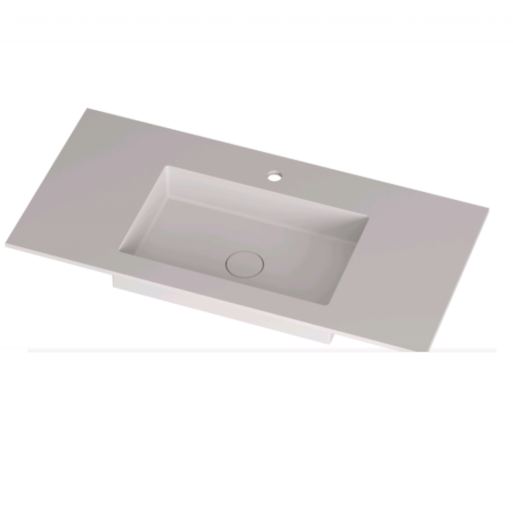 Столешница, MOBO, Normal, шгв 704*465*12, интегрированная раковина-есть, вырез под смеситель-1, донный клапан Solid surface, цвет-белый матовый