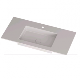 Столешница, MOBO, Normal, шгв 704*465*12, интегрированная раковина-есть, вырез под смеситель-1, донный клапан Solid surface, цвет-белый матовый