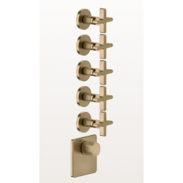 Смеситель для душа, Gessi, Inciso Bath&Shower, на 5 потребителей, цвет-Warm Bronze Brushed PVD
