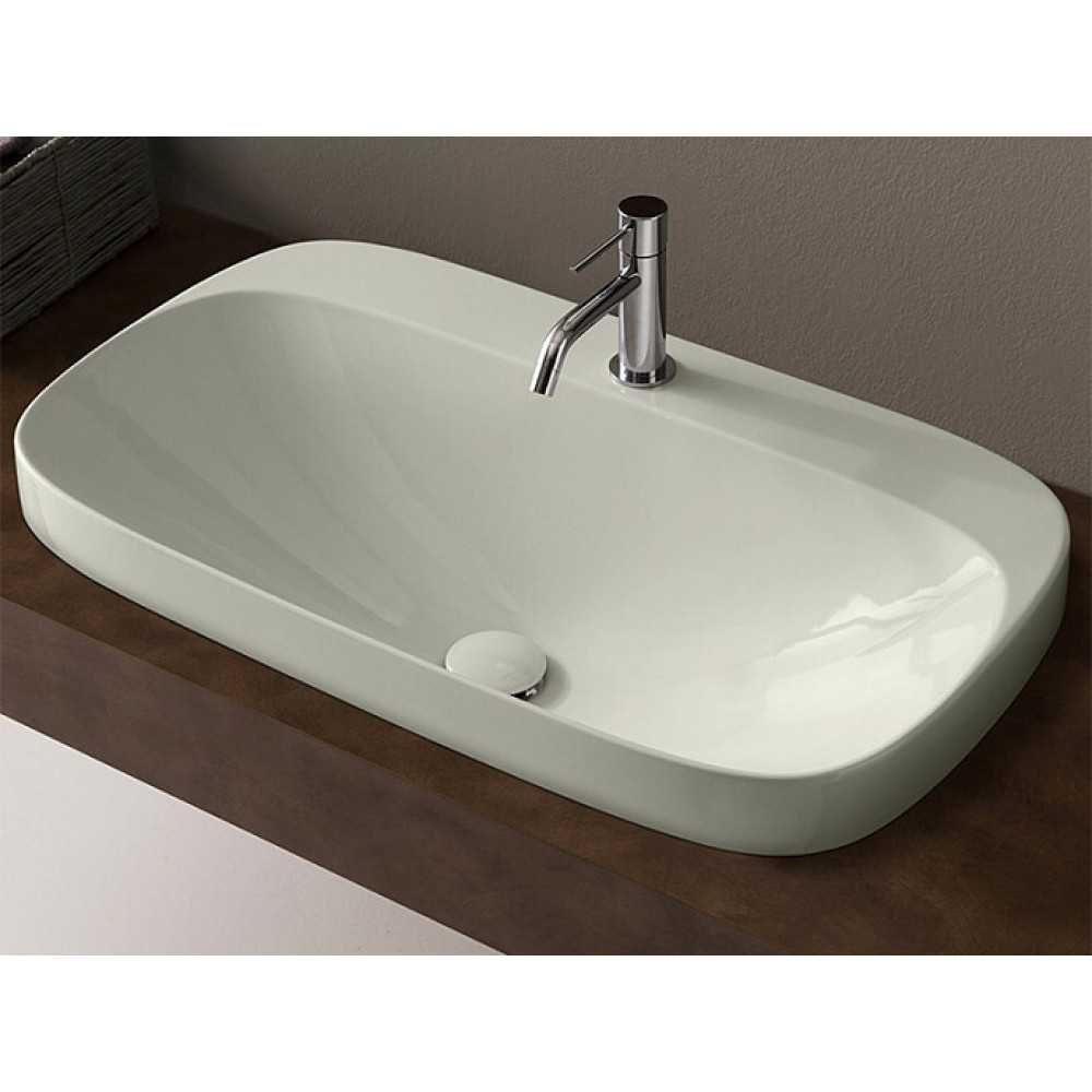 Раковина, Scarabeo, Moon, шгв 720*420*180, отверстия для смесителя-1, цвет-Pearl