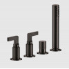 Смеситель для ванны и душа, Gessi, Inciso, на 2 потребителя, цвет-Black Metal Brushed PVD