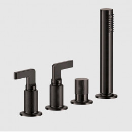Смеситель для ванны и душа, Gessi, Inciso, на 2 потребителя, цвет-Black Metal Brushed PVD