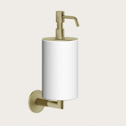 Дозатор для жидкого мыла, Gessi, Ingranaggio, шгв 75*128*243, цвет дозатора-Brushed Brass PVD/белый