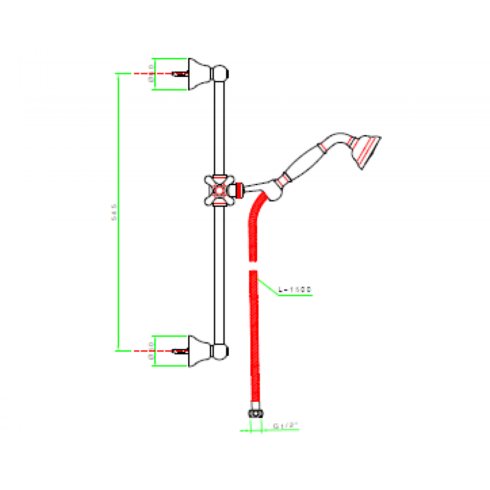 Штанга для душа, Nicolazzi, Doccia, 545, цвет-латунь брашированная