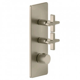 Смеситель для душа, Gessi, Inciso Bath&Shower, на 2 потребителя, цвет-Finox Brushed Nickel