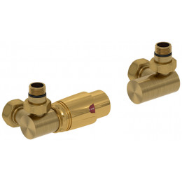Терморегулятор, Сунержа, 3D, автоматический, G 1/2" НР х G 3/4" НГ, набор, левый, цвет-латунь состаренная