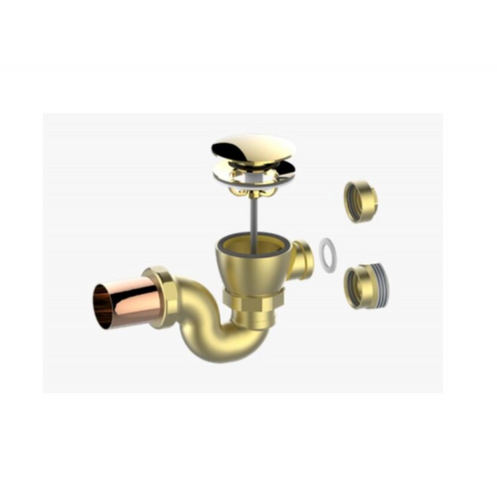 Сифон, THG, для ванны, S-образный, 1 1/4", цвет-PVD золотистый цвет