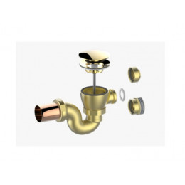 Сифон, THG, для ванны, S-образный, 1 1/4", цвет-PVD золотистый цвет