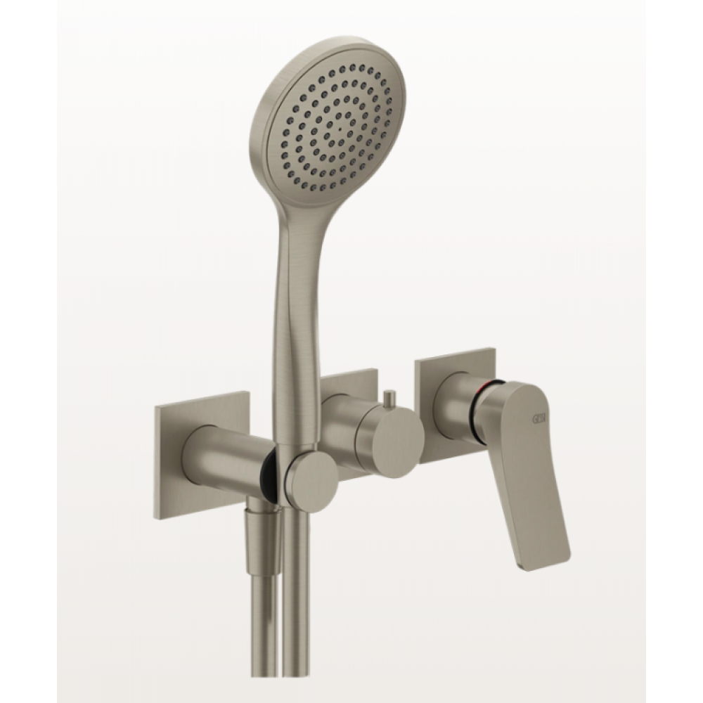 Смеситель для душа, Gessi, Rilievo, на 2 потребителя, цвет-Finox Brushed Nickel
