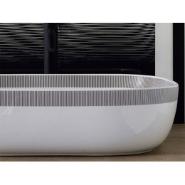 Раковина, Scarabeo, Glam, шгв 560*390*140, отверстия для смесителя-отсутствуют, цвет-белый декор Black line strip