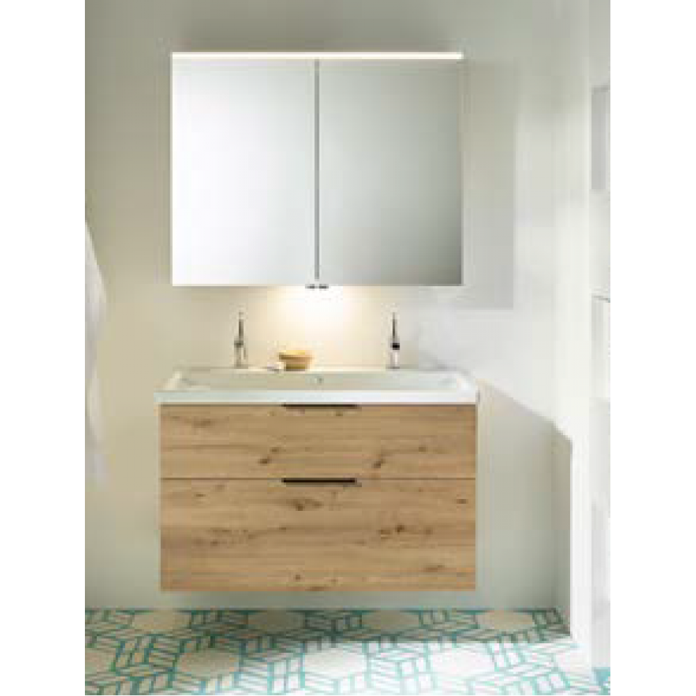 Тумба под раковину, Burg, Eqio, шгв 1230*490*645, раковина-в комплекте, цвет-Cashmere oak decor/белый