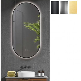 Зеркало, Smartflow, овальное, шгв 500*25*1000, с подсветкой, цвет рамы-черный матовый