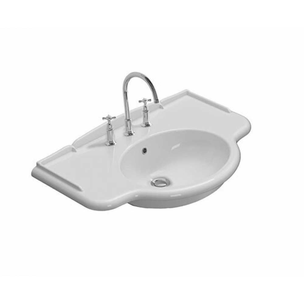 Раковина, Globo, Paestum, шгв 900*560*270, отверстия для смесителя-1 сквозное, 2 промаркированных, CERASLIDE, BATAFORM, цвет-белый