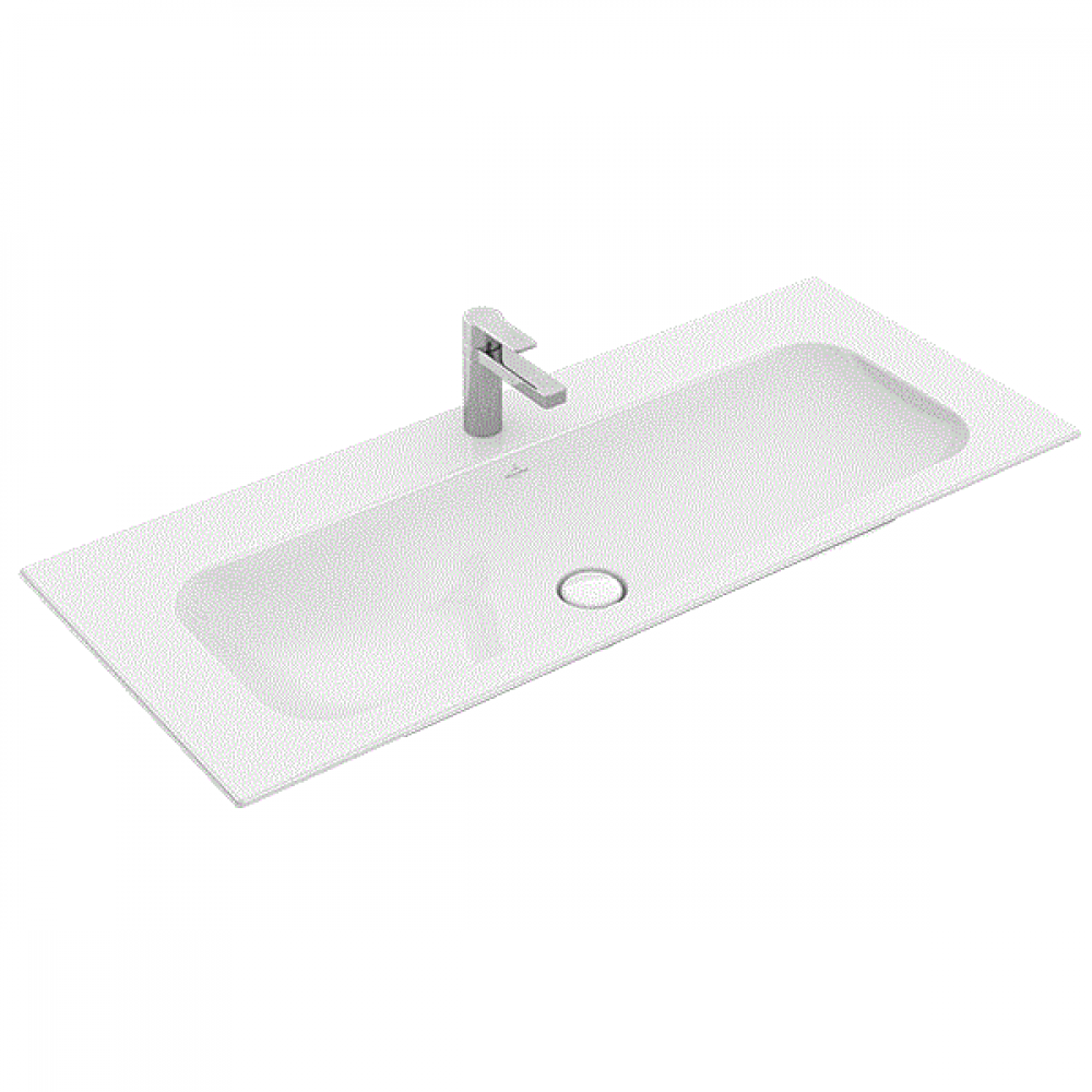 Раковина, Villeroy&Boch, Finion, шгв 1200*500*100, отверстия для смесителя-1 сквозное, 2 промаркированных, CeramicPlus, цвет-альпийский белый