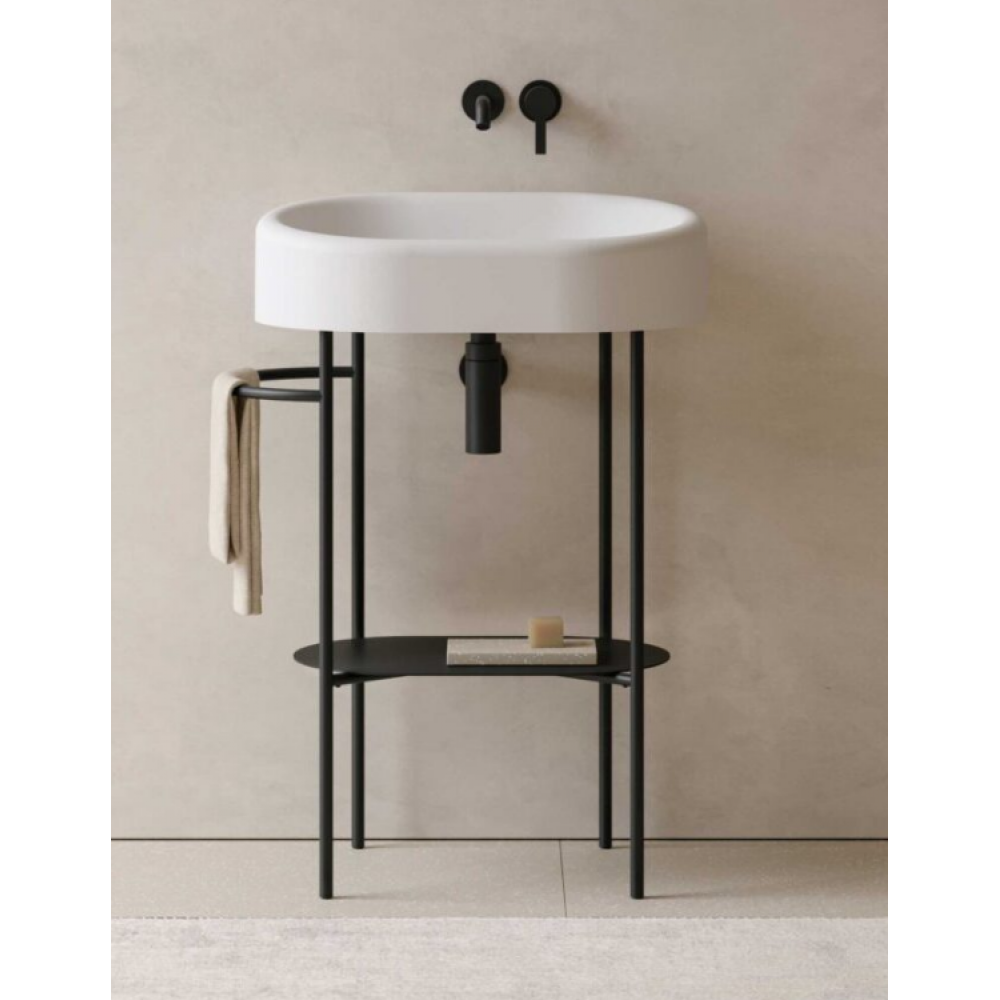 Структура, Globo, Ring, шгв 665*460*765, с полотенцедержателем слева, цвет-черный матовый