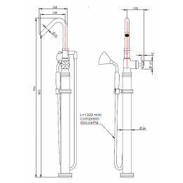 Смеситель для ванны и душа, Nicolazzi, Teide, цвет-золото (Gold, Polished Gold)