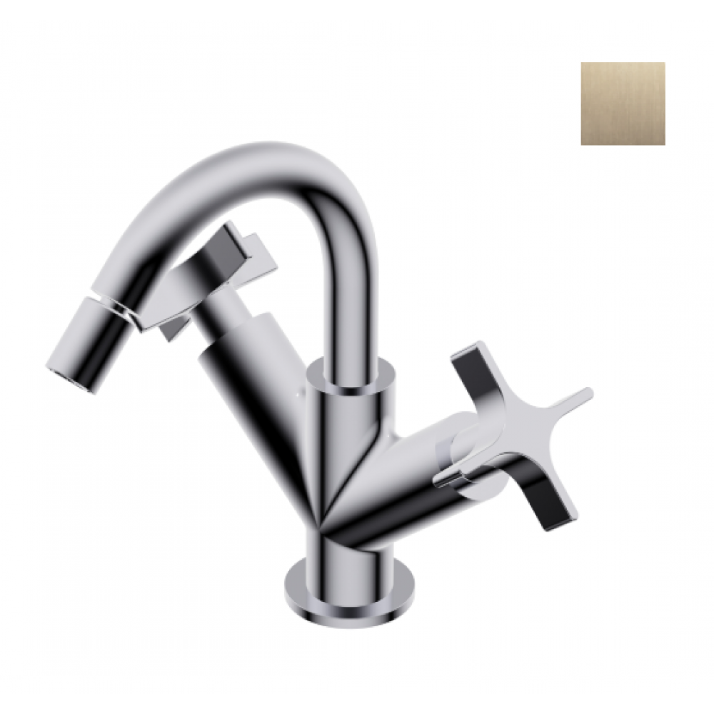 Смеситель для биде, Ritmonio, Diametro35 Cross, цвет-Brushed Champagne