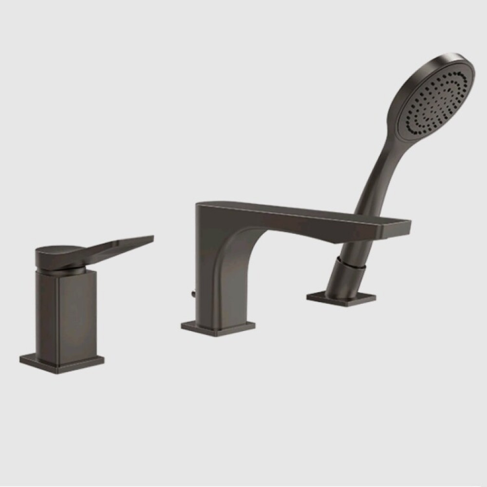 Смеситель для ванны и душа, Gessi, Rilievo, цвет-Black Metal Brushed PVD