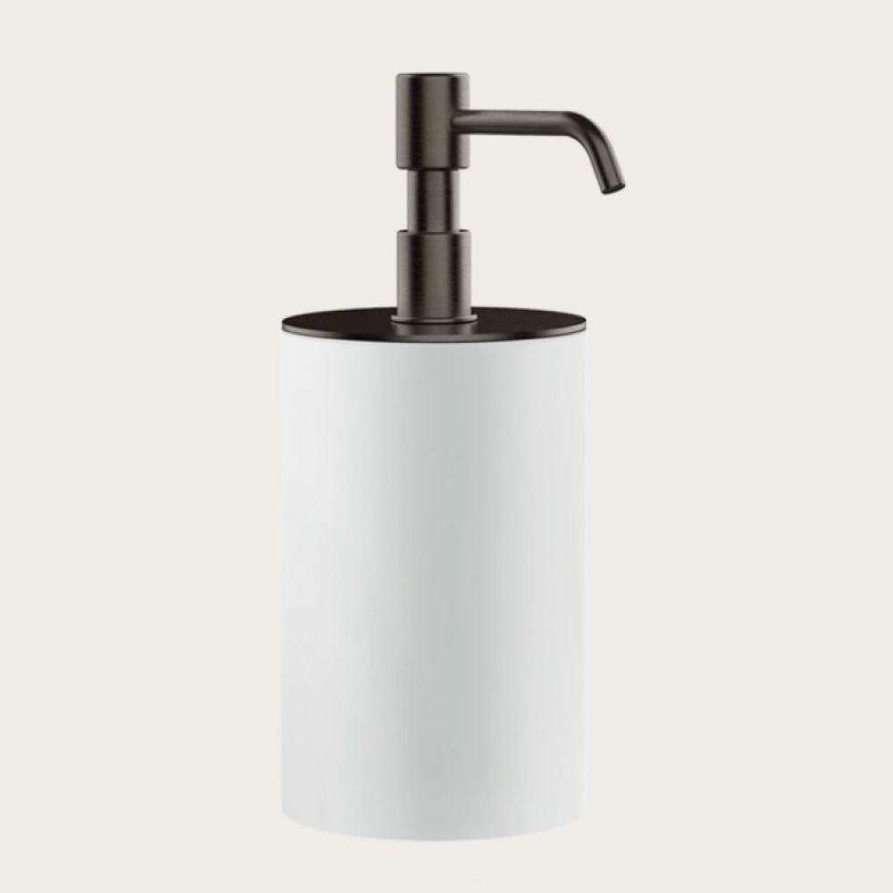 Дозатор для жидкого мыла, Gessi, Rilievo, шгв 75*97*194, цвет дозатора-Black Metal Brushed PVD/белый