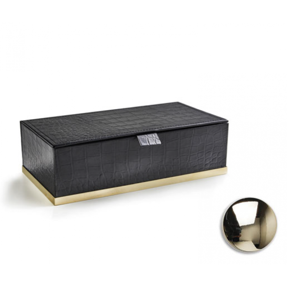 Контейнер, 3SC, Cocco, шгв 250*130*80, настольный, цвет-черная кожа/латунь