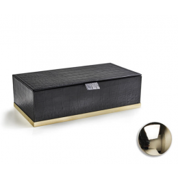Контейнер, 3SC, Cocco, шгв 250*130*80, настольный, цвет-черная кожа/латунь